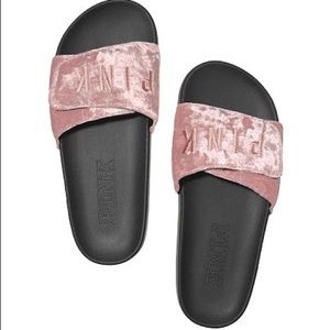 NWT VS PINK Crossover Velvet Slides